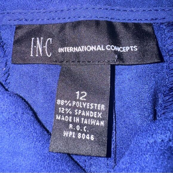 Inc International Concepts Skirt Size 12 Blue Faux Suede Snap Front A-line Flare - Picture 5 of 9